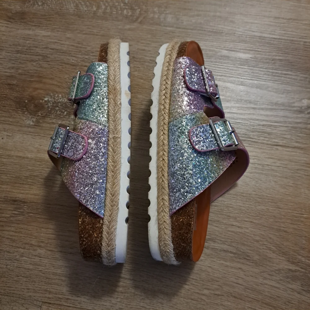 Dolce Vita Cillean Double Strap Glitter Slide Sandals Big Girl's 4